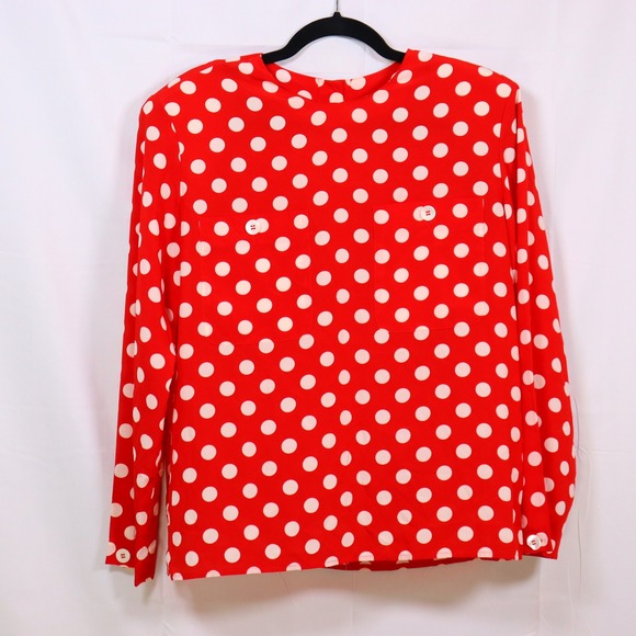 Liz Claiborne Tops - Liz Claiborne Blouse 10 Red Womens Polka Dot Button Back Top Vintage